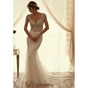 Anna Campbell XS Bone Sierra Fit and Flare Sample